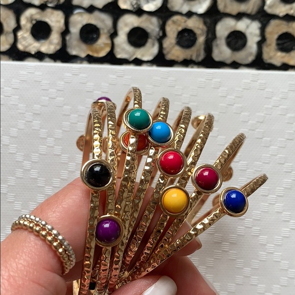 Gold Bangles with Multicolor Dots - Picture 3 of 3